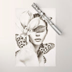 PORTRAIT /Woman with flower and butterflies Wrapping Paper Gallery Image 1