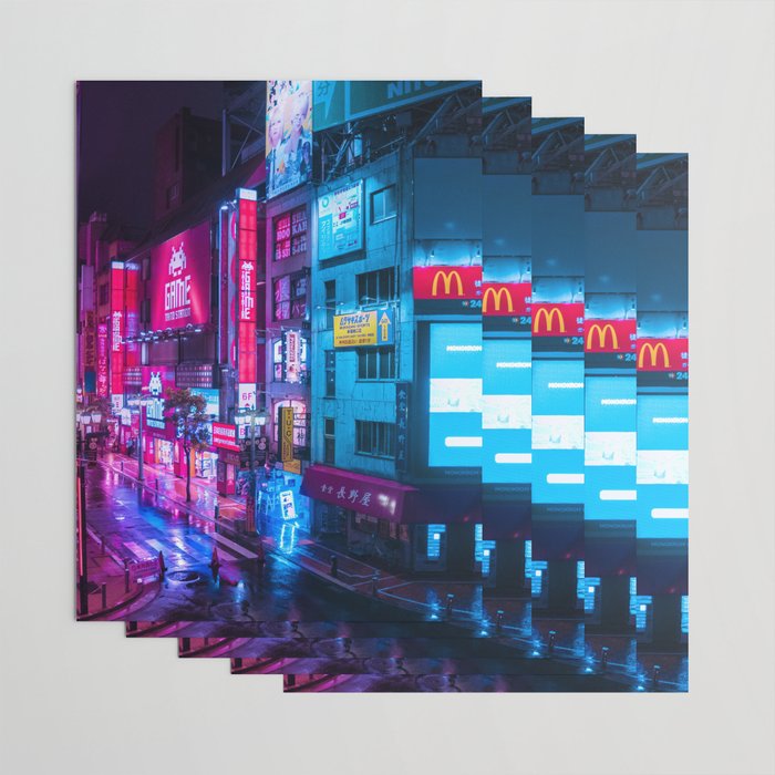 Post Apocalyptic Neon City Blues  - Tokyo Wrapping Paper Gallery Image 3