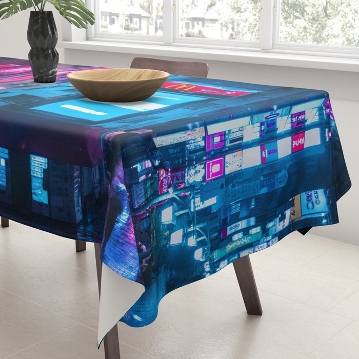Post Apocalyptic Neon City Blues  - Tokyo Tablecloth Gallery Image 3