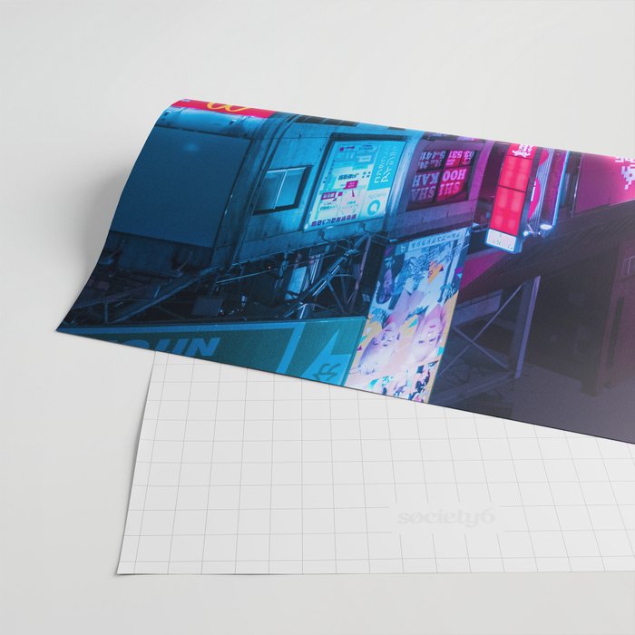 Post Apocalyptic Neon City Blues  - Tokyo Wrapping Paper Gallery Image 2