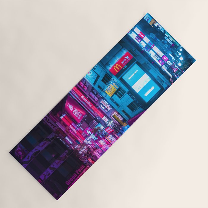 Post Apocalyptic Neon City Blues  - Tokyo Yoga Mat Gallery Image 1