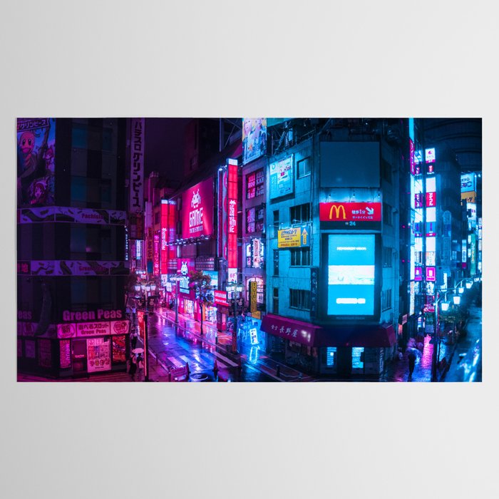 Post Apocalyptic Neon City Blues  - Tokyo Tablecloth Gallery Image 2