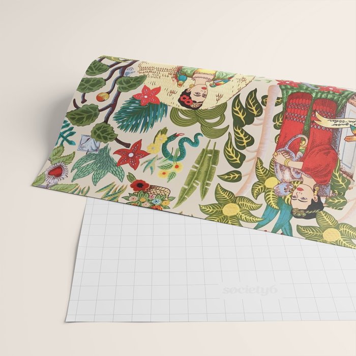 Frida's CoyoacÃ¡n Mexican Garden of Casa Azul Lush Tropical  floral painting Wrapping Paper Gallery Image 2