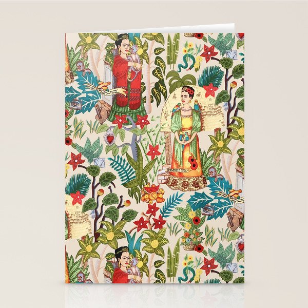 Frida's CoyoacÃ¡n Mexican Garden of Casa Azul Lush Tropical  floral painting Stationery Card Gallery Image 2