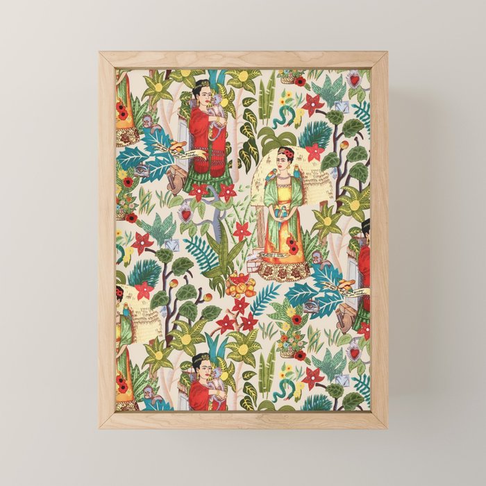Frida's CoyoacÃ¡n Mexican Garden of Casa Azul Lush Tropical  floral painting Mini Art Print Gallery Image 1