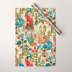 Frida's CoyoacÃ¡n Mexican Garden of Casa Azul Lush Tropical  floral painting Wrapping Paper Gallery Image 1