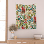 Frida's CoyoacÃ¡n Mexican Garden of Casa Azul Lush Tropical  floral painting Wall Tapestry Gallery Image 2