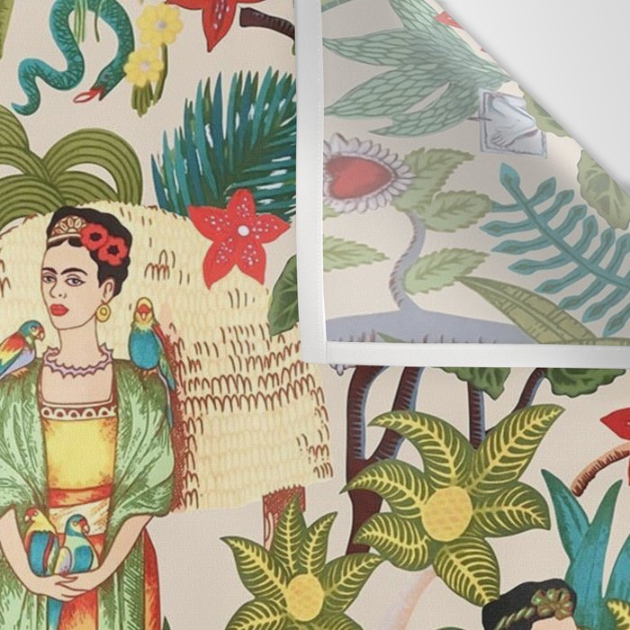 Frida's CoyoacÃ¡n Mexican Garden of Casa Azul Lush Tropical  floral painting Wall Tapestry Gallery Image 3