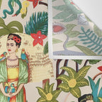 Frida's CoyoacÃ¡n Mexican Garden of Casa Azul Lush Tropical  floral painting Wall Tapestry Gallery Image 3