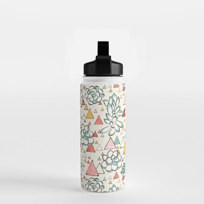 Succulent and triangles seamless pattern Water Bottle Gallery Image 2