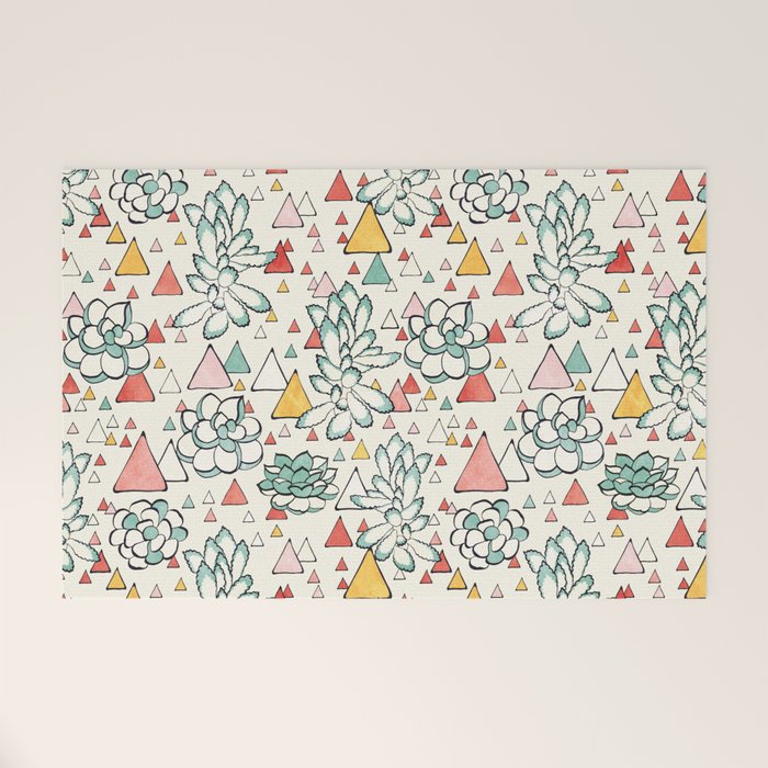 Succulent and triangles seamless pattern Welcome Mat Gallery Image 1