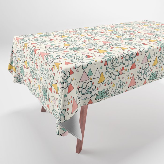 Succulent and triangles seamless pattern Tablecloth Gallery Image 1