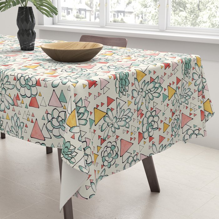 Succulent and triangles seamless pattern Tablecloth Gallery Image 3