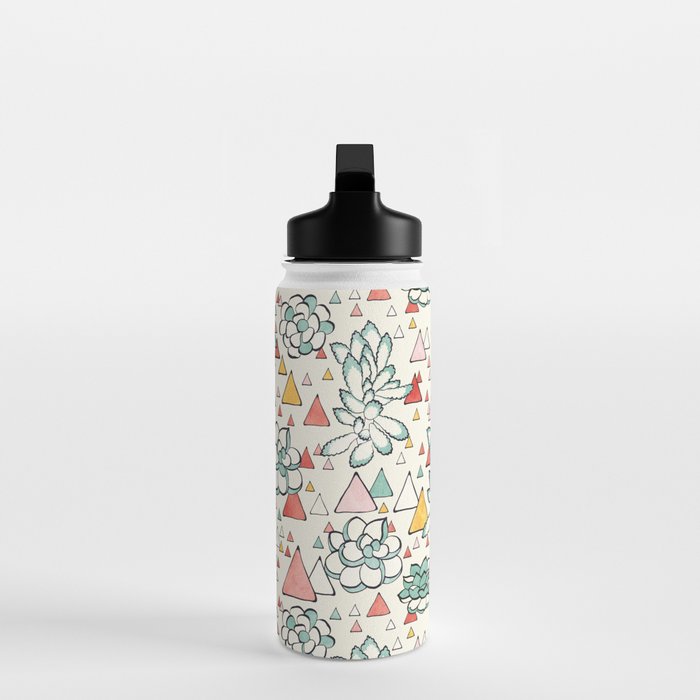 Succulent and triangles seamless pattern Water Bottle Gallery Image 3