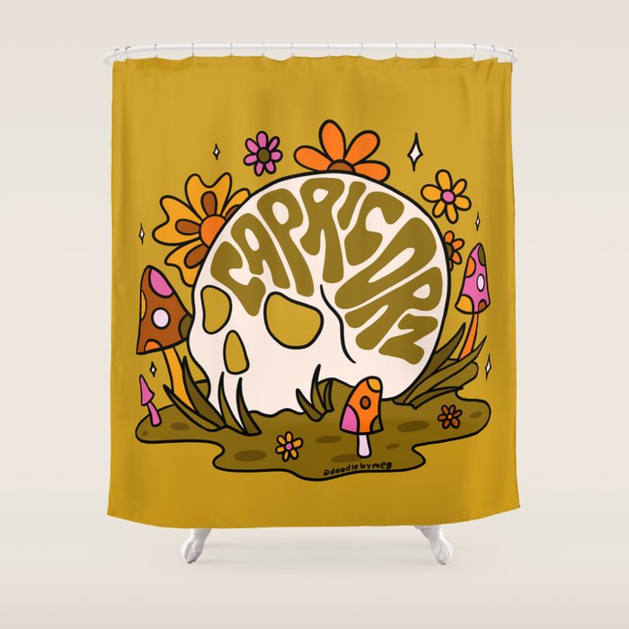 Capricorn Skull Shower Curtain Gallery Image 1
