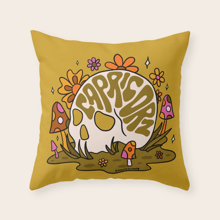 Capricorn Skull Throw Pillow Gallery Image 6