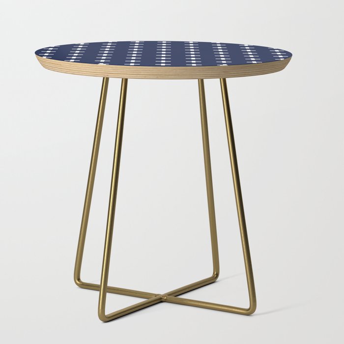 Navy Blue Swiss Cross Minimalist Line Drawing Side Table Gallery Image 1