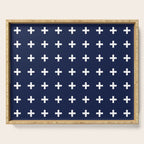 Navy Blue Swiss Cross Minimalist Line Drawing Serving Tray Gallery Image 1