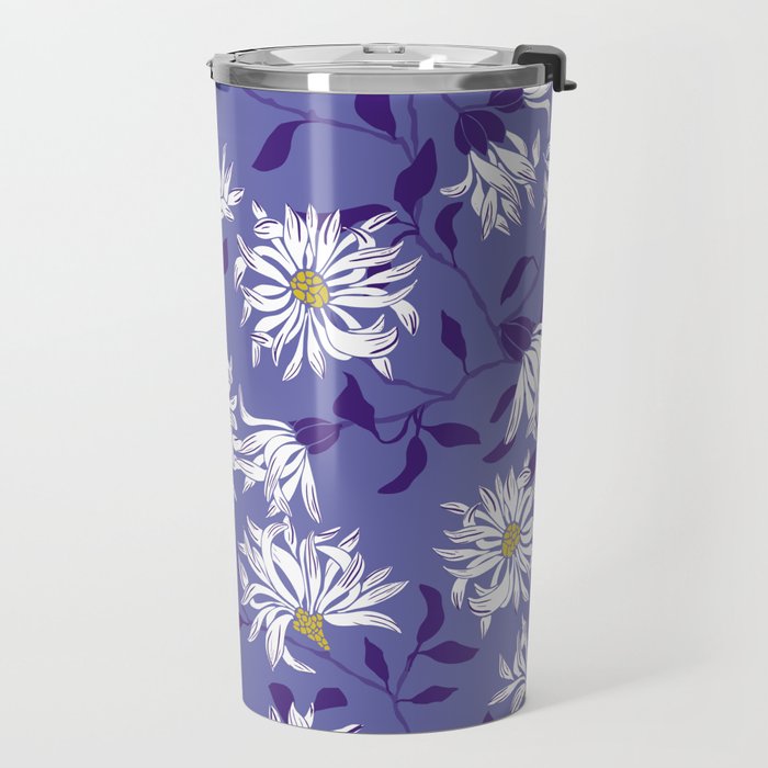 Very peri chrysanthemums Travel Mug Gallery Image 2