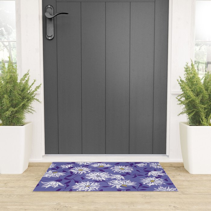 Very peri chrysanthemums Welcome Mat Gallery Image 3