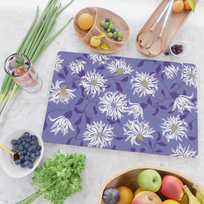 Very peri chrysanthemums Cutting Board Gallery Image 2