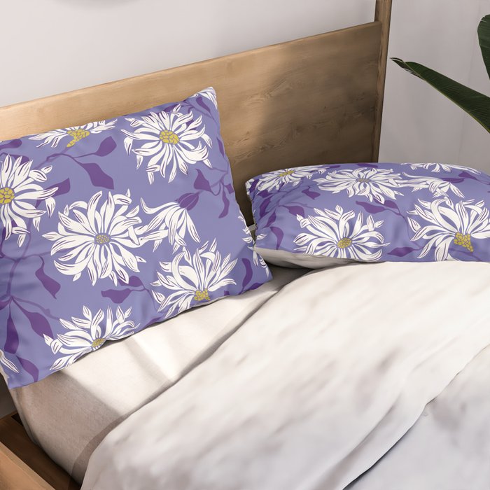 Very peri chrysanthemums Pillow Sham Gallery Image 2
