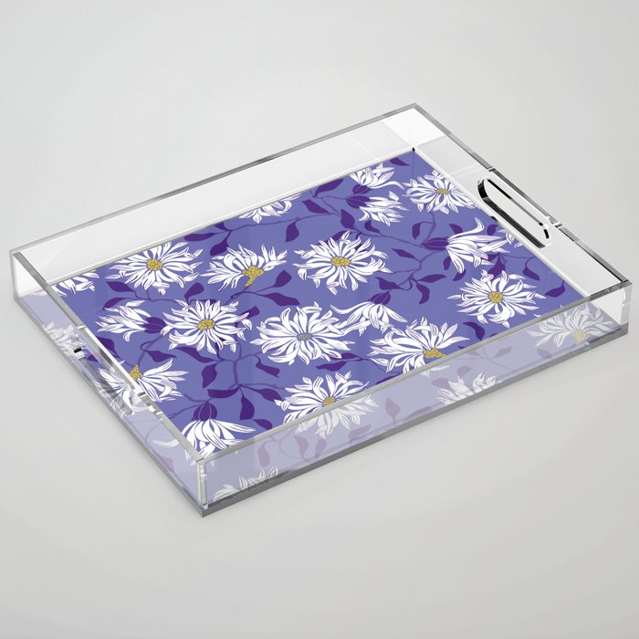 Very peri chrysanthemums Acrylic Tray Gallery Image 1