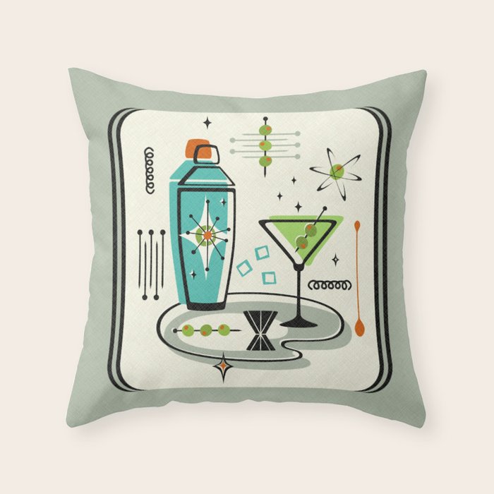 Atomic Martini ©studioxtine Throw Pillow Gallery Image 1