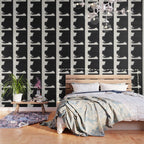 Mid Century Modern Minimalist Abstract Art Brush Strokes Black & White Ink Art Colorfield Wallpaper Gallery Image 3