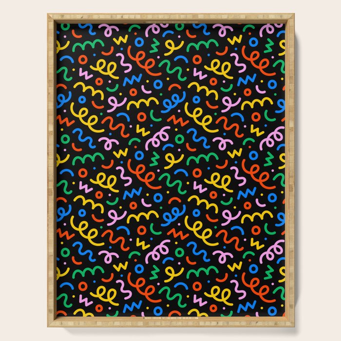 Fun colorful doodle art pattern Serving Tray Gallery Image 1