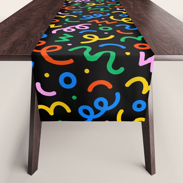 Fun colorful doodle art pattern Table Runner Gallery Image 1
