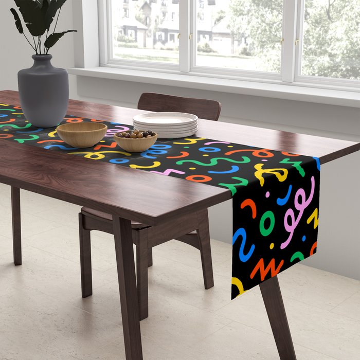 Fun colorful doodle art pattern Table Runner Gallery Image 2