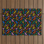 Fun colorful doodle art pattern Outdoor Rug Gallery Image 1