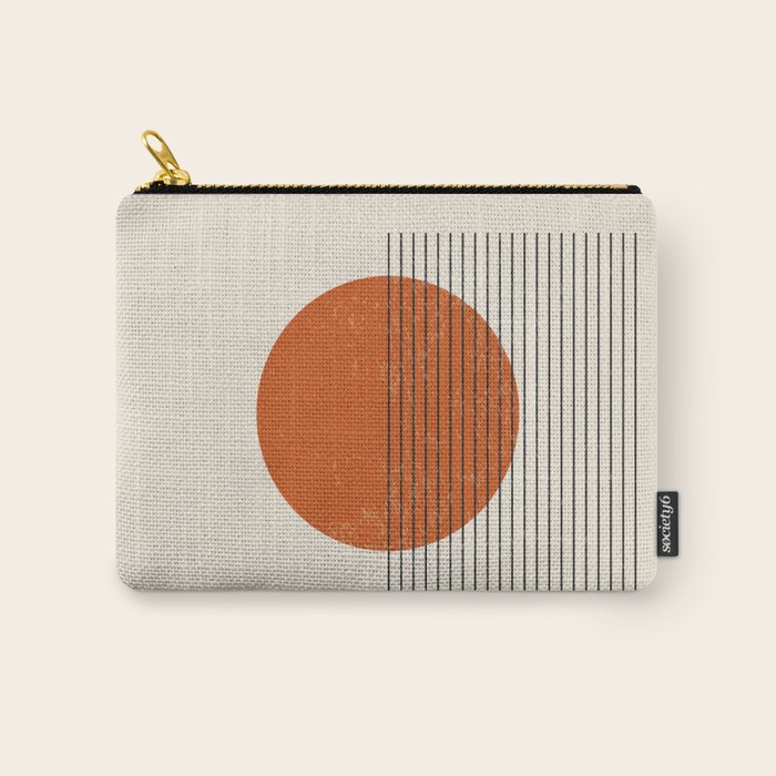 Red Sunset Circle Stripes Mid Century Modern Minimalist Rothko Inspired Colourfield Stripes Carry All Pouch Gallery Image 1