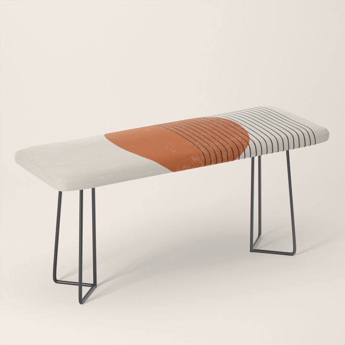 Red Sunset Circle Stripes Mid Century Modern Minimalist Rothko Inspired Colourfield Stripes Bench Gallery Image 1
