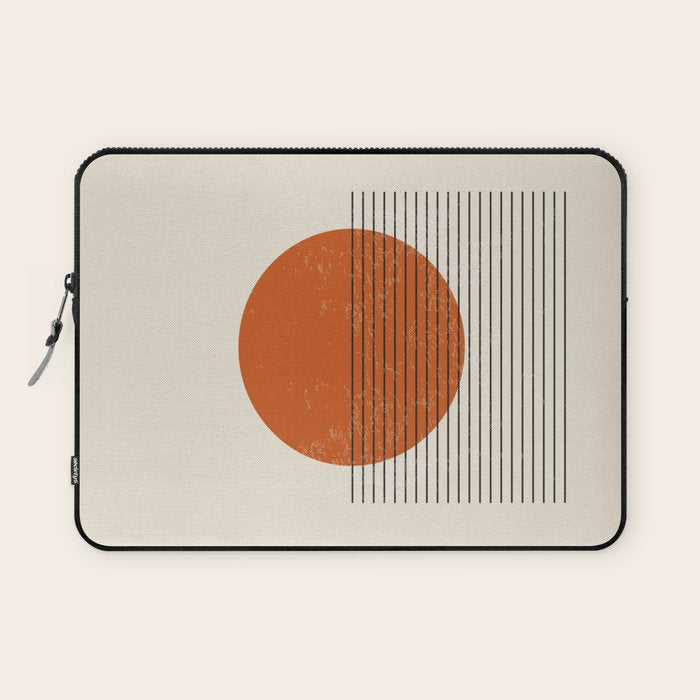 Red Sunset Circle Stripes Mid Century Modern Minimalist Rothko Inspired Colourfield Stripes Laptop Sleeve Gallery Image 1