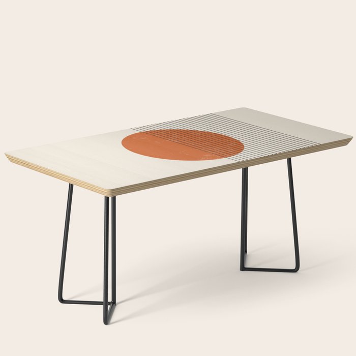 Red Sunset Circle Stripes Mid Century Modern Minimalist Rothko Inspired Colourfield Stripes Coffee Table Gallery Image 1
