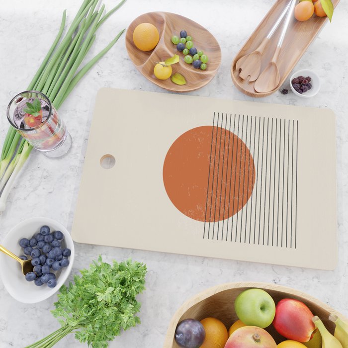 Red Sunset Circle Stripes Mid Century Modern Minimalist Rothko Inspired Colourfield Stripes Cutting Board Gallery Image 2
