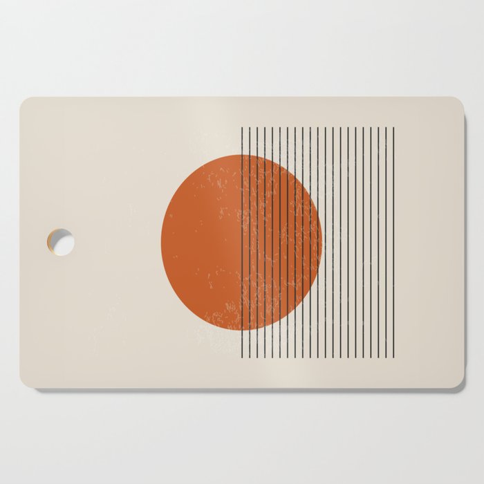 Red Sunset Circle Stripes Mid Century Modern Minimalist Rothko Inspired Colourfield Stripes Cutting Board Gallery Image 1