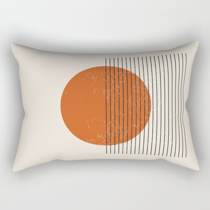 Red Sunset Circle Stripes Mid Century Modern Minimalist Rothko Inspired Colourfield Stripes Rectangular Pillow Gallery Image 1