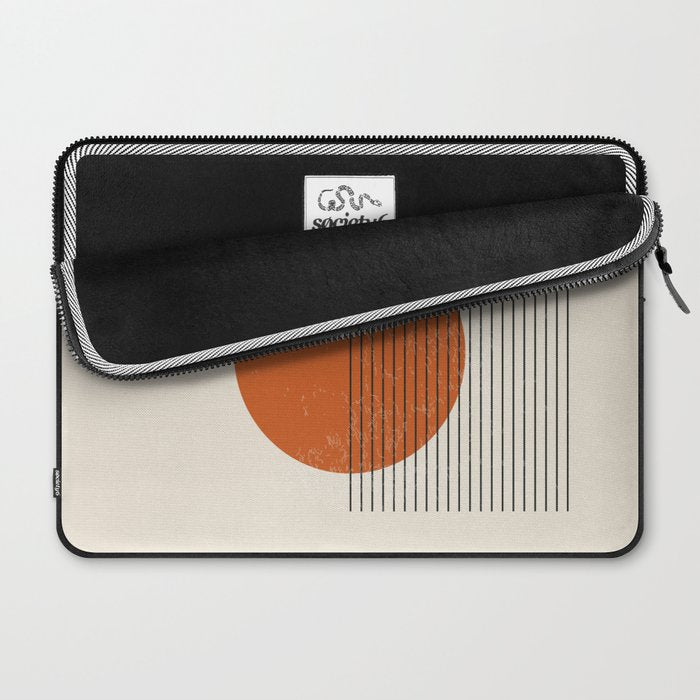 Red Sunset Circle Stripes Mid Century Modern Minimalist Rothko Inspired Colourfield Stripes Laptop Sleeve Gallery Image 2