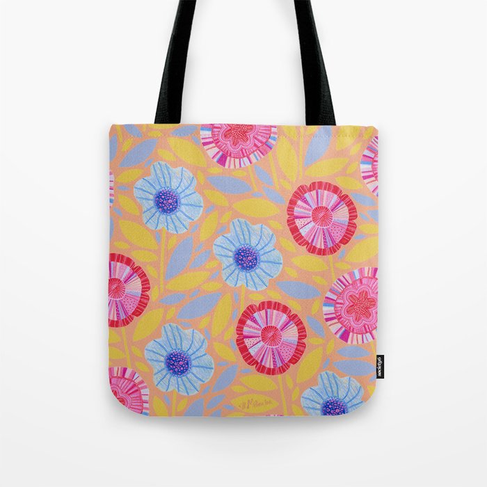 Folk Floral Blossoms in Pastel Pink Tote Bag Gallery Image 1