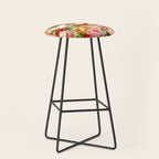 Boho chic pink yellow red roses floral vintage painting Stool Gallery Image 1