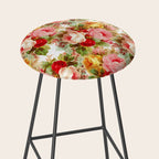 Boho chic pink yellow red roses floral vintage painting Stool Gallery Image 2