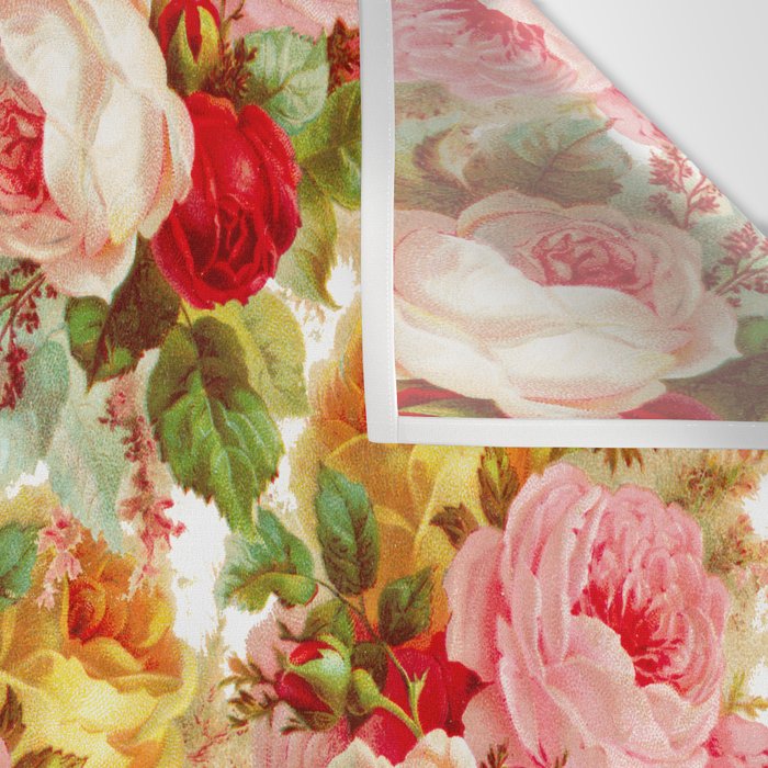 Boho chic pink yellow red roses floral vintage painting Wall Tapestry Gallery Image 3