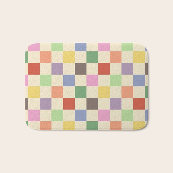 Colorful Checkered Pattern Bath Mat Gallery Image 1