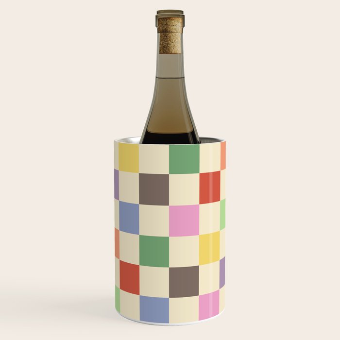 Colorful Checkered Pattern Wine Chiller Gallery Image 1