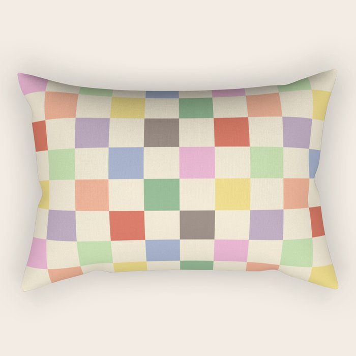Colorful Checkered Pattern Rectangular Pillow Gallery Image 1