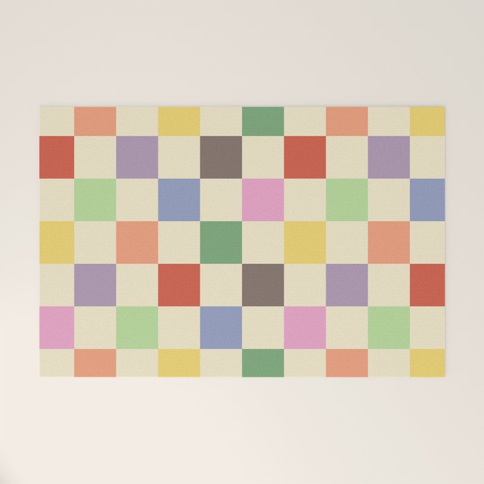 Colorful Checkered Pattern Welcome Mat Gallery Image 1