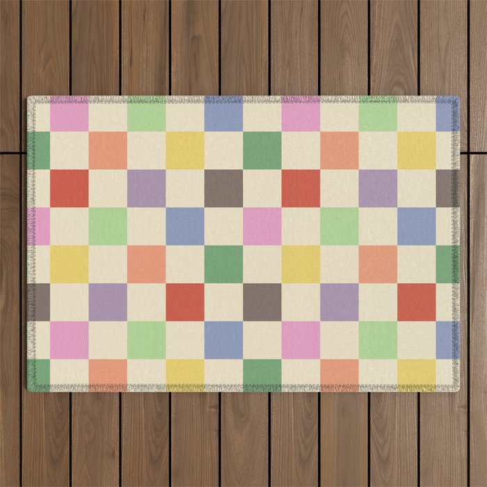 Colorful Checkered Pattern Outdoor Rug Gallery Image 1